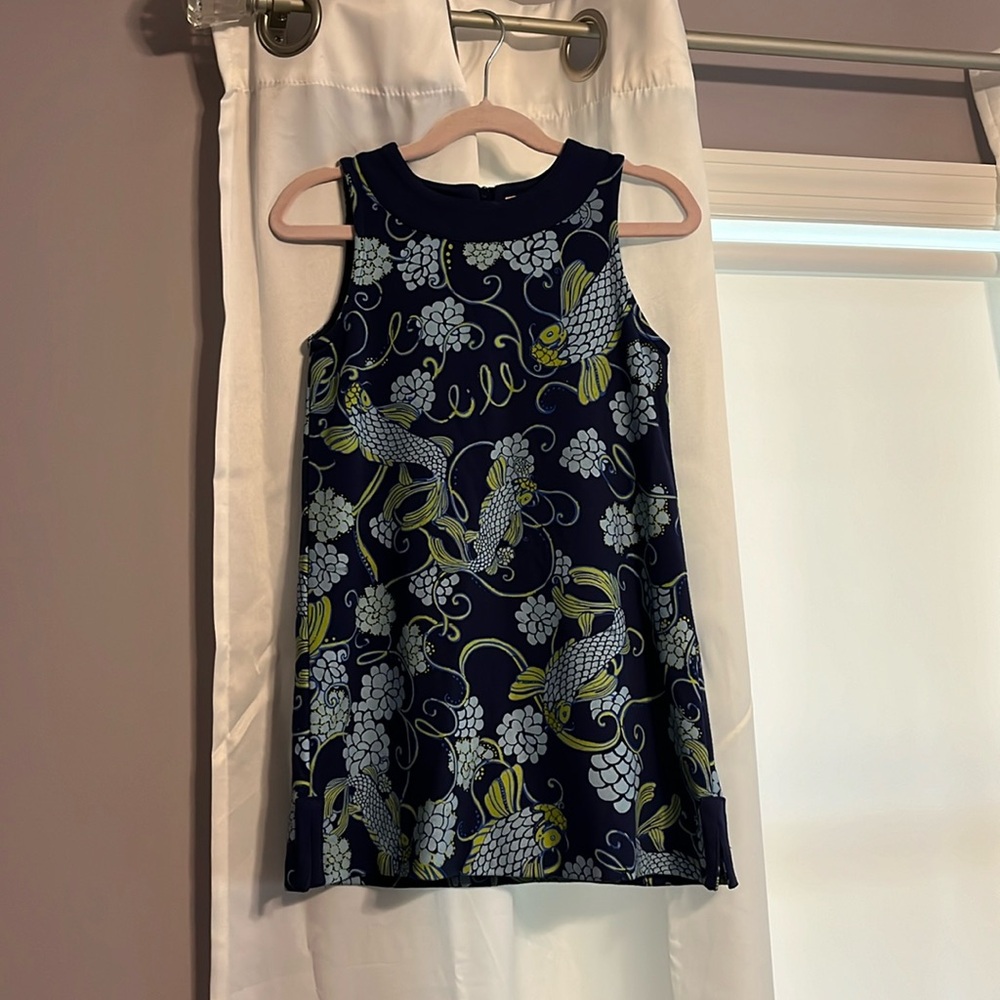 Lilly Pulitzer Blue Koi Fish Dress - Girls Size 5 - Picture 2 of 13